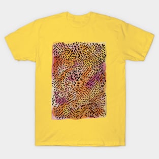 Abstract Summer Watercolor Painting in Pink, Orange, Yellow, and Black | Sunset Dance T-Shirt